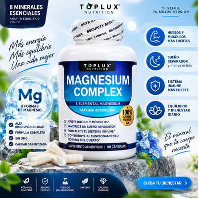 Toplux Nutrition Magnesium Complex - 8 Formas de Magnesio (90 Cápsulas)